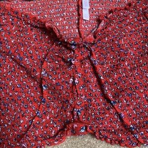 Xhilaration Off The Shoulder Floral Crop Top